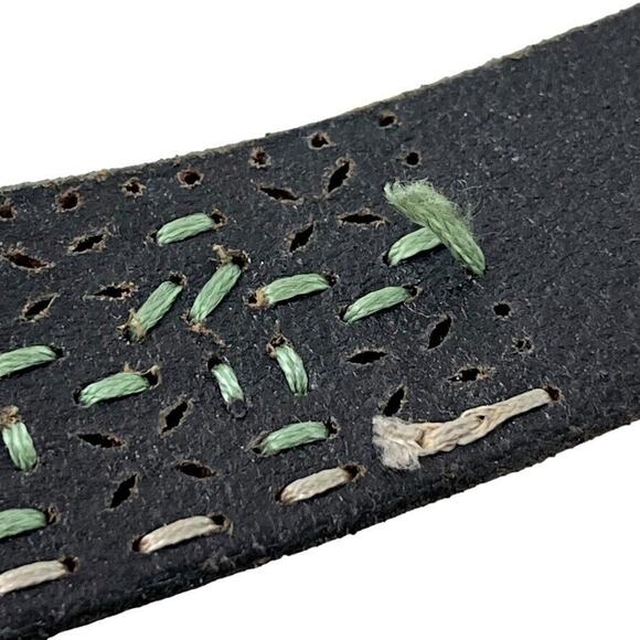 BKE Buckle Embroidered Brown Leather Studded Belt w/ Buckle Laser Cut Outs sz L - Picture 15 of 16